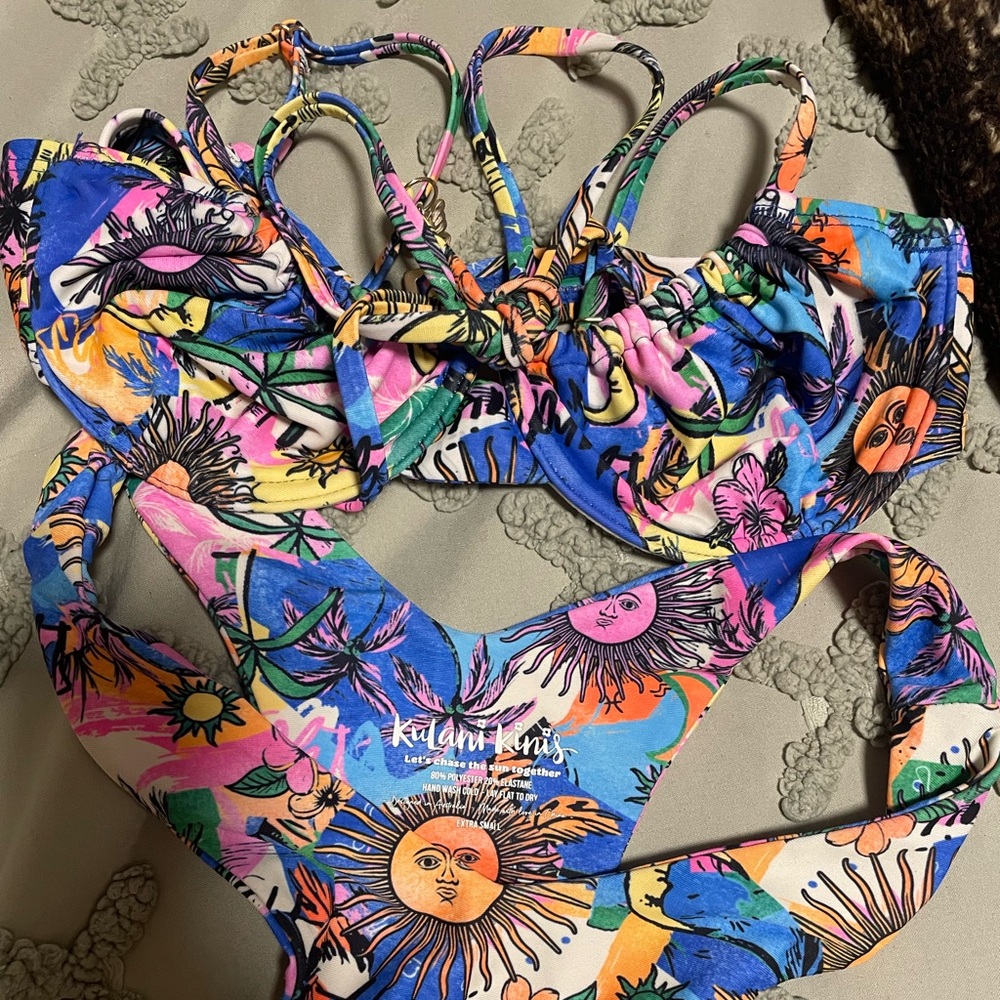 Kulani Kinis Sun and Moon Bikini in Blue and Pink